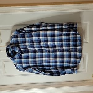 Lands End blue checked flannel with pocket xl